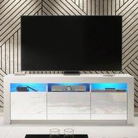 Creative Furniture Shine TV Unit 160cm - White with Gloss Doors & LED Lights