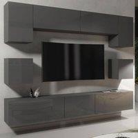 Mex Furniture LTD Wall TV Unit Panorama - Dark Grey with Gloss Doors