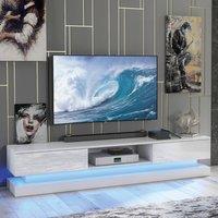 Creative Furniture Bloom TV Unit 180cm - White with Gloss Doors & LED Lights