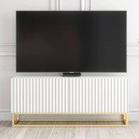 Mex Furniture LTD TV Unit Ripple 100cm - White with Fluted Doors