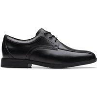 Clarks Jonwin Loop Youth Black Leather Lace Up, School Shoes | Size: 8.5-Standard Fit