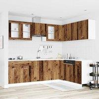 Berkfield Home 11 Piece Kitchen Cabinet Set Lyon Old Wood Engineered Wood in Brown