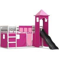 Berkfield Home Bunk Bed without Mattress with Slide & Curtains Pink 90x200 cm