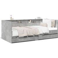 Berkfield Home Daybed w/Drawers Frame Concrete Grey 75x190 cm Small Single