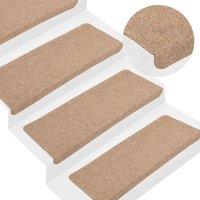 Berkfield Home Stair Mats Self-adhesive 15 pcs 65x24.5x3.5 cm Beige | Size: Medium