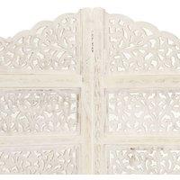 Berkfield Home Hand carved 4-Panel Room Divider White 160x165 cm Solid Mango Wood