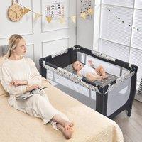 Costway 2-in-1 Baby Playpen Foldable Bassinet Bed Activity Center w/ Mattress