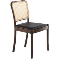 Angel Cerda Rattan & Black Leatherette Dining Chair in Jet Black