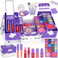 Dragodirect 45-Piece Makeup Play Set with Washable Makeup Brushes in Purple