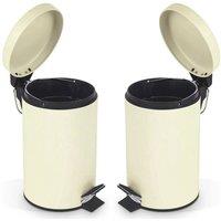 Havendro 3 Litre Bathroom Rubbish Pedal Bin Kitchen Toilet - Set of 2 in Cream