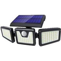 VOGREX 3-Head Solar Light LED PIR Motion Sensor Outdoor in Black