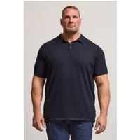 BadRhino Men's Knitted Short Sleeve Polo Shirt in Dark Navy | Size: Large
