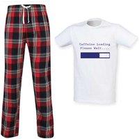 60 SECOND MAKEOVER Men's Caffeine Loading Please Wait Tartan Pyjama Set in Red | Size: Large