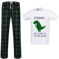 60 SECOND MAKEOVER Men's Vet Dinosaur Tartan Pyjama Set in Green | Size: XS