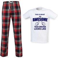 60 SECOND MAKEOVER Men's This Is What An Awesome Taxi Driver Looks Like Tartan Pyjama Set in Red | Size: Large
