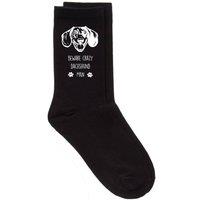 60 SECOND MAKEOVER Men's Beware Crazy Dachshund Man Socks in Black