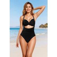 Women's One-Piece Cross Front Swimsuit with Adjustable Straps in Black | Size: 2XL