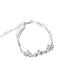 MODISHION Women's Elegant Adjustable Beaded Bracelet in Silver