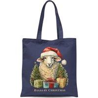 Bad Zebedee Women's Vintage Christmas Sheep Tote Bag in Navy