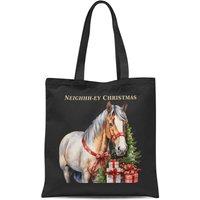 Bad Zebedee Women's Vintage Christmas Horse Tote Bag in Black