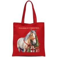Bad Zebedee Women's Vintage Christmas Horse Tote Bag in Red
