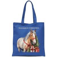 Bad Zebedee Women's Vintage Christmas Horse Tote Bag in Royal