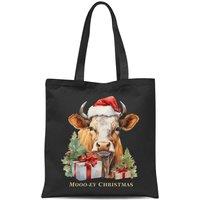 Bad Zebedee Women's Vintage Christmas Cow Tote Bag in Black
