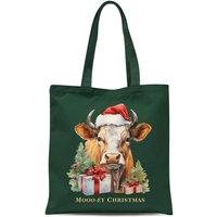 Bad Zebedee Women's Vintage Christmas Cow Tote Bag in Dark Green