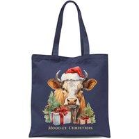 Bad Zebedee Women's Vintage Christmas Cow Tote Bag in Navy