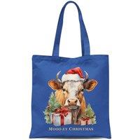 Bad Zebedee Women's Vintage Christmas Cow Tote Bag in Royal