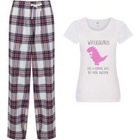 60 SECOND MAKEOVER Women's Wife Dinosaur Pyjamas Tartan in Pink | Size: Large