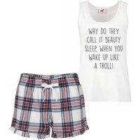60 SECOND MAKEOVER Women's Why Do They Call It Beauty Sleep When You Wake Up Looking Like A Troll Pyjama Set in Pink | Size: Medium