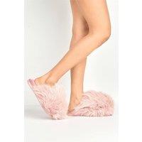 Miss Diva Women's Mimi Fluffy Flat Slippers in Pink | Size: 3-4