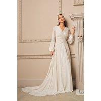 Coast Women's Long Sleeve Linear Embellished Wedding Dress in Ivory | Size: 10