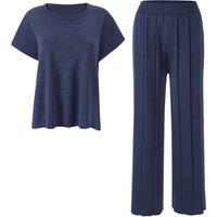 MODISHION Women's 2 Piece Casual Outfits Knitted Lounge Set in Navy | Size: Small