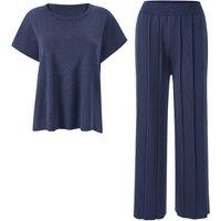 MODISHION Women's 2 Piece Casual Outfits Knitted Lounge Set in Navy | Size: 2XL