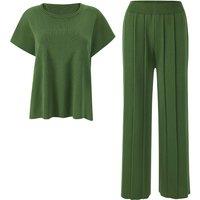 MODISHION Women's 2 Piece Casual Outfits Knitted Lounge Set in Green | Size: Large