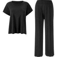 MODISHION Women's 2 Piece Casual Outfits Knitted Lounge Set in Black | Size: Medium