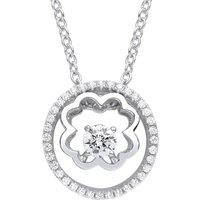 Jewelco London Women's Silver CZ 4 Leaf Clover Circle of Life Solitaire Necklace 20"