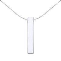 Jewelco London Women's Silver Hollow Blank Long Rectangular Bar Pendant Necklace