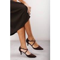 Where's That From Women's 'Kennedi' Low Kitten Heel With Crossover Strap in Brown | Size: 8