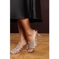 Where's That From Women's 'Ulani' Diamante Strappy Low Heeled Mules in Silver | Size: 3