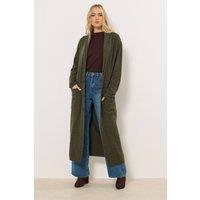 Long Tall Sally Women's Tall Knitted Maxi Cardigan in Dark Green | Size: 14-16