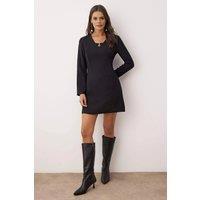WOVCOR Women's Mini Woven Dress with Accessory Detail in Black | Size: 8