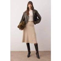 WOVCOR Women's A-line Midi Knit Skirt in Beige | Size: Medium