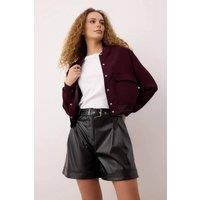 WOVCOR Women's Faux Leather Tailored Shorts with Belt Detail in Black | Size: 8