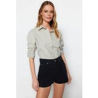 WOVCOR Women's High Waist Denim Short in Black | Size: 14