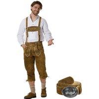 tectake Men's Long Lederhosen Jacob With Belt & Braces in Tan | Size: 52