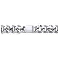 Jewelco London Men's Mens Silver Square ID Bar Cuban Curb Link Chain Bracelet 8mm 8.5" in White