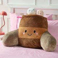OHS Hugo the Hot Chocolate Cuddle Cushion Novelty Reading Pillow in Brown